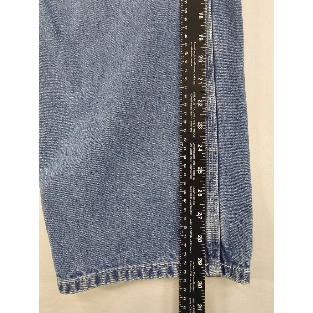Carhartt Carpenter Utility Pants Mens 38x30 Denim Blue Jeans Distressed B13-DST